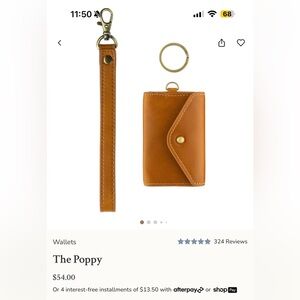 Andar The Poppy - Camel Tan Leather Wallet with Strap